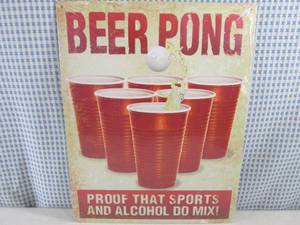 lot 189 image: (FS) Beer Pong Tin Sign 12 12 x...