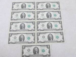 lot 193 image: (CNTR) 9 - $2 Dollar Bills - Serial...