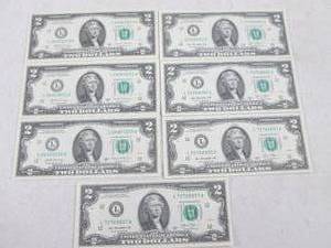 lot 196 image: (CNTR) 7 - $2 Dollar Bills - Mix 20...