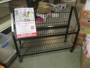 lot 235 image: (RMT) Metal Rolling Display Shelf 3...