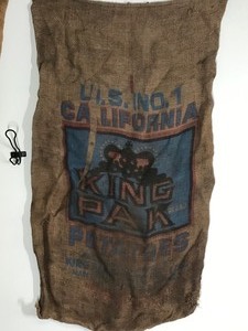 lot 351 image: 3 - Vintage Gunny Sacks with Advertisement on Them