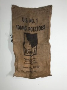 lot 354 image: 3 - Vintage Gunny Sacks with Advertisement on Them