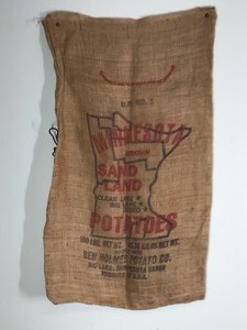 lot 355 image: 2 - Vintage Gunny Sacks with Advertisement on Them