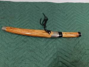 lot 15 image: stainless steel sword with wood grain sheath
