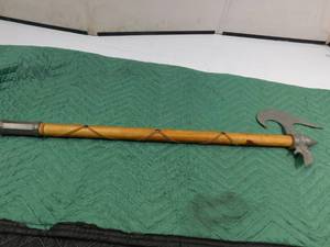 lot 17 image: metal axe with wood and metal handle