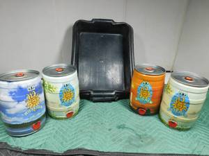 lot 93 image: 4 Beer Barrels and 3 plasic tubs
