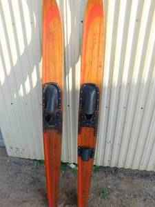 lot 156 image: Vintage wood water skis