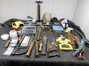 lot 215 image: tote full of tools  hardware