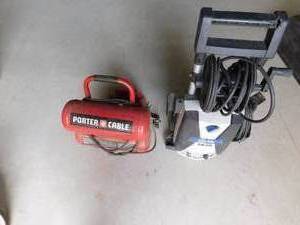 lot 416 image: Air compressor and power washer