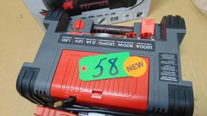 lot 58 image: VECTOR 1200 Peak Amp Jump Starter, Dual Power Inverter, 120 PSI Air Compressor, USB Charging Port, Rechargeable Model # PPRH5V UPC Code # 814632014041