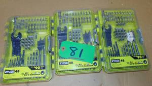 lot 81 image: 3 Pack RYOBI 48-Piece Project Set