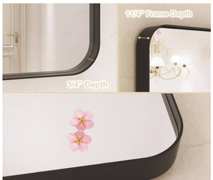 lot 38 image: 36 in. W x 24 in. H Small Rectangular Framed Wall Mounted Bathroom Vanity Mirror in Black Model # RM01-6090-120 UPC Code # 768459407725