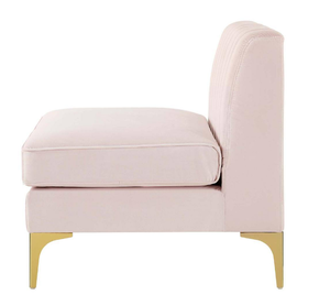 lot 44 image: MODWAY Triumph Channel Tufted Performance Velvet Armless Chair in Pink Model # EEI-3984-PNK UPC Code # 889654168539