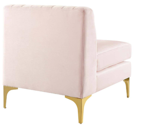 lot 45 image: MODWAY Triumph Channel Tufted Performance Velvet Armless Chair in Pink Model # EEI-3984-PNK UPC Code # 889654168539