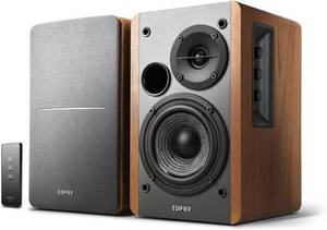 lot 54 image: Edifier R1280T Powered Bookshelf Speakers, 2.0 Stereo Active Near Field Monitors Wooden Enclosure - 42 Watts RMS