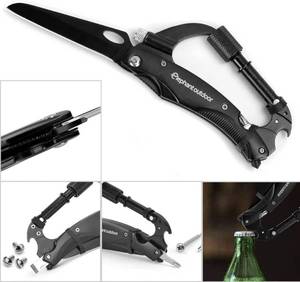 lot 60 image: 10 pack 7-in-1 Keychain Knife Multitool Carabiner with LED Flashlight, Screwdrivers, Bottle Opener, Glass Breaker and Locking Carabiner