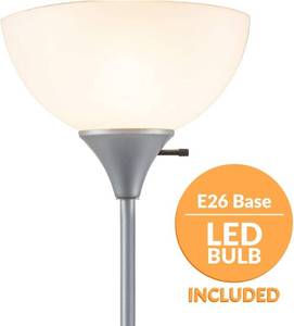lot 64 image: 2 Pack Newhouse Lighting 18 in. Henry Silver Plastic and Metal Modern LED Floor Lamp Stand with Rotary Switch and 1 Free Energy-Efficient 8-Watt LED Bulb Included