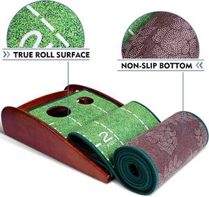 lot 96 image: Loowoko Indoor Putting Green with Ball Return, Golf Practice Training Equipment Putting Mat