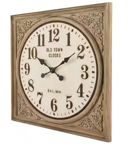 lot 85 image: Large Square Wall Clock with Antiqued Wooden Frame (27 in.) Model # 99BC100C5A UPC Code # 6973867832197