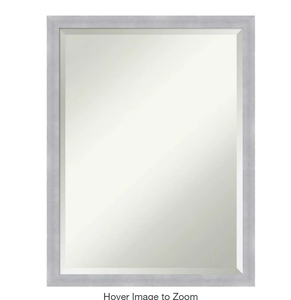 lot 100 image: Grace 20 in. x 26 in. Modern Rectangle Framed Brushed Nickel Narrow Bathroom Vanity Mirror Model # DSW5343053 UPC Code # 195468517778