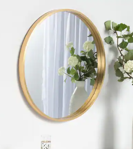 lot 11 image: Kate and Laurel Medium Round Gold Contemporary Mirror (25.6 in. H x 25.6 in. W) Model # 211754 UPC Code # 032231541816