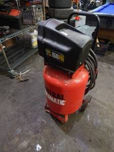 lot 1 image: Central Pneumatic 2 Hp. 17 Gallon Air Compressor With Hose.