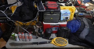 lot 41 image: Large Lot Of Camping Related, Chair Sleeping Bag, Coolers & More