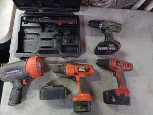 lot 87 image: Electric Cordless Tools, Earthquake Ratchet, Hitachi Drill, More (No Chargers)