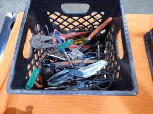 lot 117 image: Milk Crate Full Of Cutters, Snips & Pliers