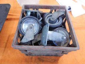 lot 127 image: Milk Crate Of Assorted Casters