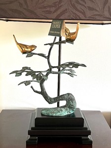 lot 126 image: Frederick Cooper Birds on Tree Sculptural Brass and Bronze Table Lamp