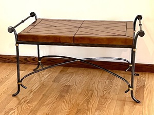 lot 113 image: Decorative Coffee Table with Metal Base and Wood Top