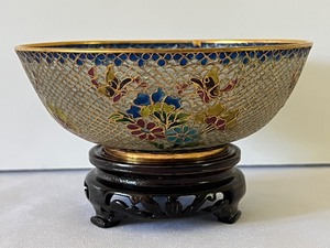 lot 92 image: Vintage Transparent Cloisonn and Enamel Bowl