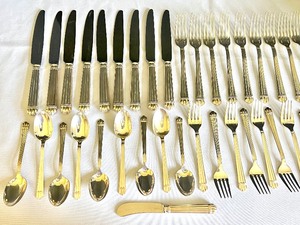 lot 3A image: Christofle Aria Sterling Flatware Set