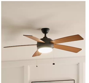 KICHLER Starkk 52 in. Integrated LED Indoor Olde Bronze Downrod Mount Ceiling Fan with Light Kit and Pull Chain  Model # 330174OZ UPC Code # 783927471145