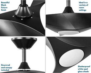 Progress Lighting Ryne Collection 52-Inch 3-Blade Matte Black LED Transitional IndoorOutdoor DC Ceiling Fan 785247245437