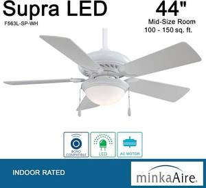 MINKA-AIRE Supra 44 in. LED Indoor White Ceiling Fan Model # F563L-SP-WH UPC Code #  706411064845
