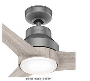 Hunter Lakemont 60 in. Integrated LED Outdoor Indoor Matte Silver Ceiling Fan with Light Kit and Remote Control Model # 50008 UPC Code # 049694500083