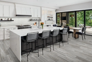 lot 680 image: 8 Cases - Daltile Regent Grove Ash Gray 8 in. x 47 in. Color Body Porcelain Floor and Wall Tile (15.2 sq. ft.Case) (TOTAL 121.6 SQ FT, SOME CORNERS OF THE TILES ARE CHIPPED)