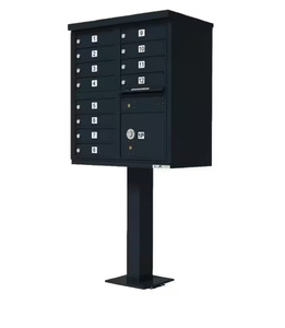 lot 686 image: Florence Vital Series Black CBU with 12-Mailboxes, 1-Outgoing Mail Compartment, 1-Parcel Locker in Black (NEW IN BOX)