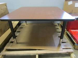 lot 704 image: 42 in x 42 in Adjustable Height Office Table in Cherry