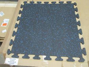lot 714 image: Black with Blue Speck 24 in. by 24 in. Interlocking Recycled Rubber Floor Tile (24 sq. ft.)