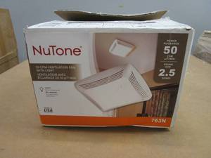 lot 758 image: Broan-NuTone 50 CFM Ceiling Bathroom Exhaust Fan with Light (OPEN BOX)