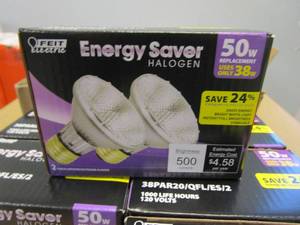 lot 762 image: 6 Packages - Feit Electric 38par20QflEs2 38 Watt Par 20 Halogen Bulb 2 C,No 38PAR20QFLES2 (12 BULBS TOTAL)