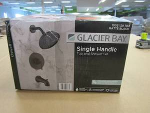 lot 785 image: Glacier Bay Oswell Single-Handle 1-Spray Tub and Shower Faucet in Matte Black (Valve Included) (OPEN BOX)
