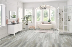 lot 843 image: 6 Cases - TrafficMaster Winding Brook 6 MIL x 6 in. W x 36 in. L Click Lock Waterproof Luxury Vinyl Plank Flooring (24 sqftcase) (SOME EDGES MAY BE DAMAGED, TOTAL SQ FT APPROXIMATELY 144)