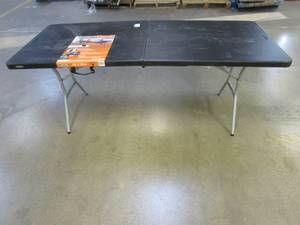 lot 804 image: Lifetime Rectangular Black Resin Folding Banquet Table (SCRATCH & DENT)