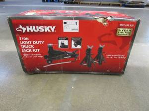 lot 806 image: Husky 3-Ton Light Duty Truck Jack and Jack Stand Pair (OPEN BOX)