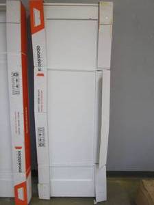 lot 834 image: Krosswood Doors 28 in. x 80 in. 1-Panel Shaker Solid Hybrid Core MDF Primed Left-Hand Single Prehung Interior Door (SCRATCH & DENT)