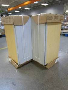 lot 841 image: Hampton Bay Shaker 28.5 in. W x 16.5 in. D x x 34.5 in. D x in Dove Gray Assembled Lazy Susan Corner Base Kitchen Cabinet